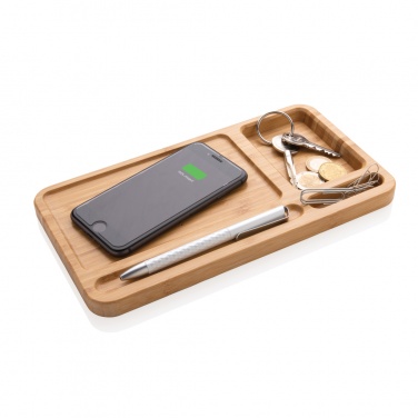 Logo trade promotional items picture of: Bamboo desk organiser 10W wireless charger