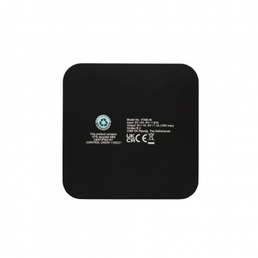 Logo trade advertising products picture of: RCS recycled plastic 10W Wireless charger with USB Ports