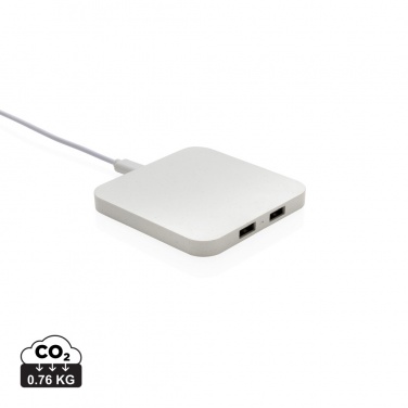 Logo trade promotional item photo of: RCS recycled plastic 10W Wireless charger with USB Ports