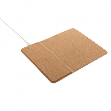 Logo trade promotional products image of: 10W wireless charging cork mousepad and stand