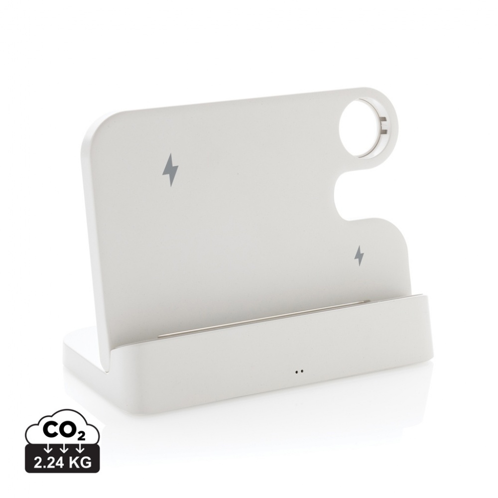 Logo trade corporate gift photo of: Joltz RCS recycled plastic dual 15W charger with iWatch slot