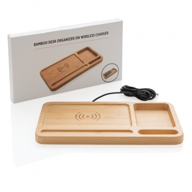 Logo trade promotional giveaway photo of: Bamboo desk organiser 5W wireless charger