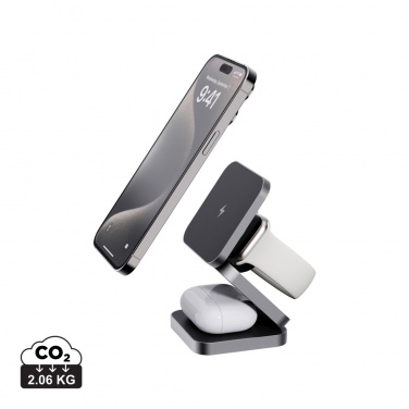 Logotrade promotional gift picture of: Terra RCS recycled aluminum foldable 3 in 1 15W charger