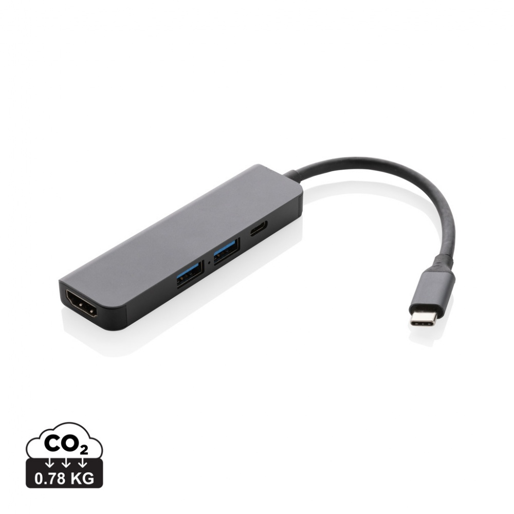 Logotrade promotional item image of: Terra RCS recycled aluminum hub with HDMI input