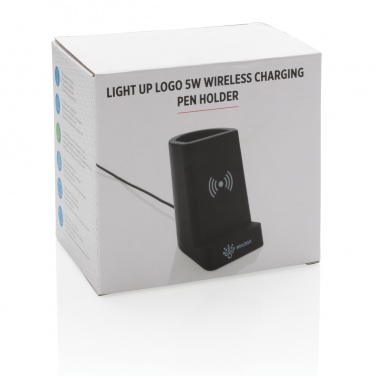 Logo trade promotional merchandise picture of: Light up logo 5W wireless charging pen holder