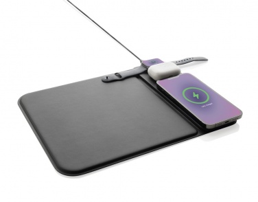 Logotrade promotional merchandise photo of: Swiss peak RCS recycled PU 15W 3 in 1 charging mousepad