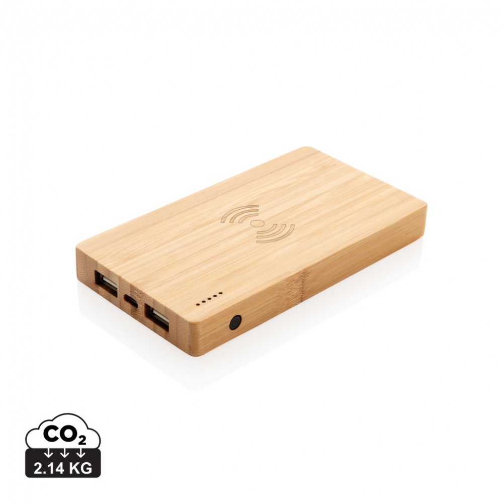 Logotrade promotional item image of: Bamboo 4.000 mAh wireless 5W Powerbank