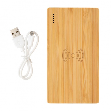 Logotrade promotional giveaway image of: Bamboo 4.000 mAh wireless 5W Powerbank