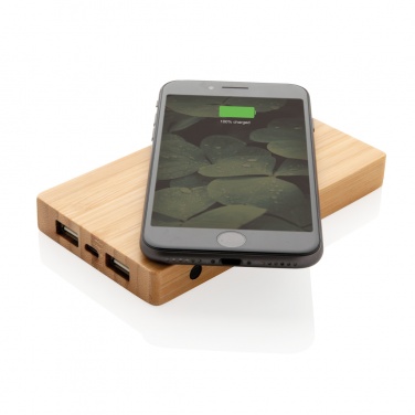 Logotrade promotional gift image of: Bamboo 4.000 mAh wireless 5W Powerbank