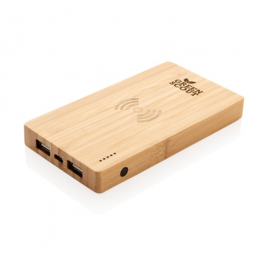 Logotrade promotional gifts photo of: Bamboo 4.000 mAh wireless 5W Powerbank