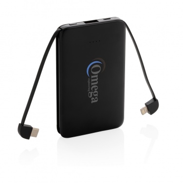 Logo trade promotional merchandise picture of: 5.000 mAh Pocket Powerbank with integrated cables