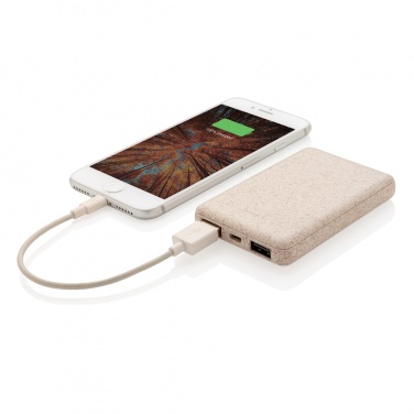 Logo trade promotional gifts image of: Wheat Straw 5.000 mAh Pocket Powerbank