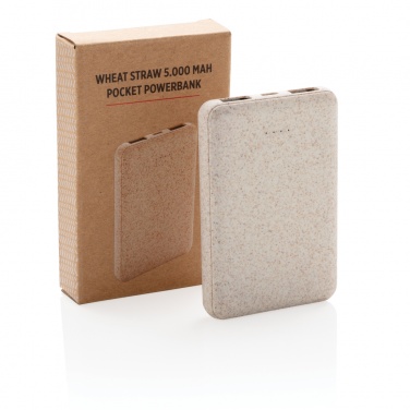 Logo trade advertising products image of: Wheat Straw 5.000 mAh Pocket Powerbank