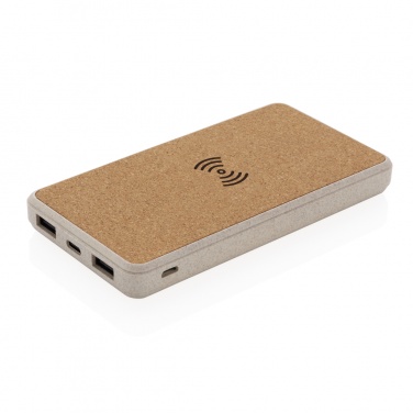 Logotrade corporate gift picture of: Cork and Wheat Straw 8.000 mAh 5W wireless powerbank