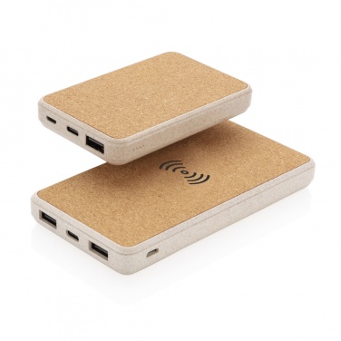 Logotrade promotional item picture of: Cork and Wheat Straw 8.000 mAh 5W wireless powerbank