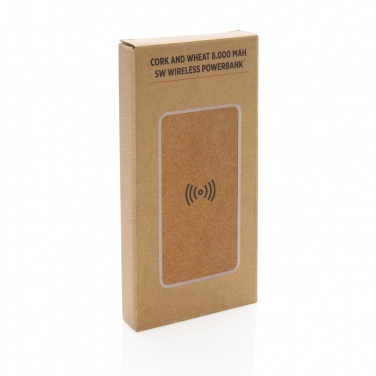 Logo trade business gift photo of: Cork and Wheat Straw 8.000 mAh 5W wireless powerbank