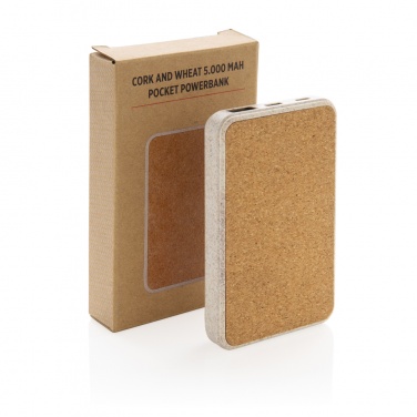 Logotrade corporate gift image of: Cork and Wheat 5.000 mAh pocket powerbank