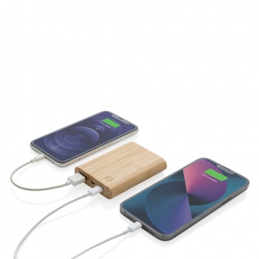 Logo trade business gifts image of: Bamboo 5.000 mAh powerbank