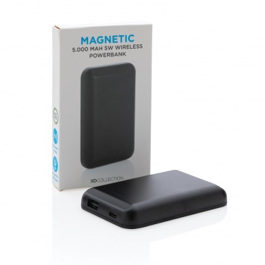 Logo trade promotional gifts image of: Magnetic 5.000 mAh 5W wireless powerbank