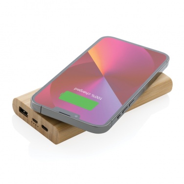 Logotrade promotional item picture of: Bamboo 8.000 mAh 5W wireless powerbank