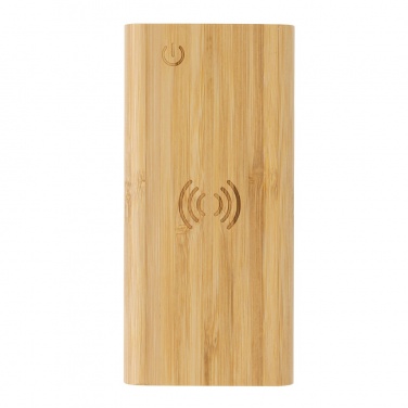 Logo trade promotional merchandise image of: Bamboo 8.000 mAh 5W wireless powerbank