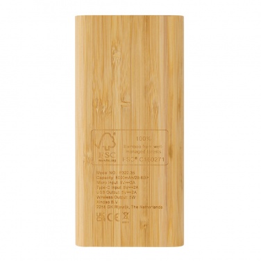 Logotrade corporate gift picture of: Bamboo 8.000 mAh 5W wireless powerbank