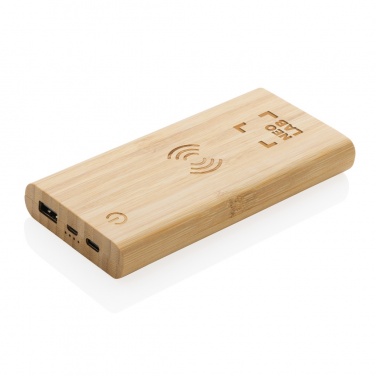 Logo trade advertising product photo of: Bamboo 8.000 mAh 5W wireless powerbank