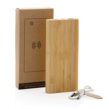 Logotrade promotional items photo of: Bamboo 8.000 mAh 5W wireless powerbank