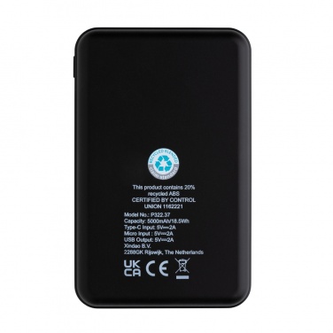 Logo trade promotional gifts picture of: RCS recycled plastic 5.000 mAh Powerbank