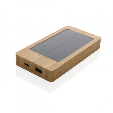 Logo trade promotional gifts image of: Sunwick 10.000 mAh Bamboo solar powerbank