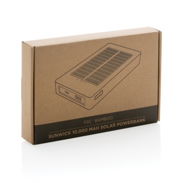 Logo trade corporate gifts picture of: Sunwick 10.000 mAh Bamboo solar powerbank