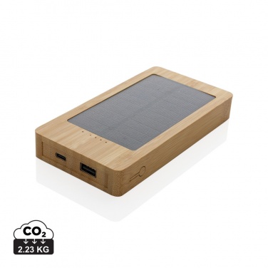 Logotrade promotional merchandise image of: Sunwick 10.000 mAh Bamboo solar powerbank