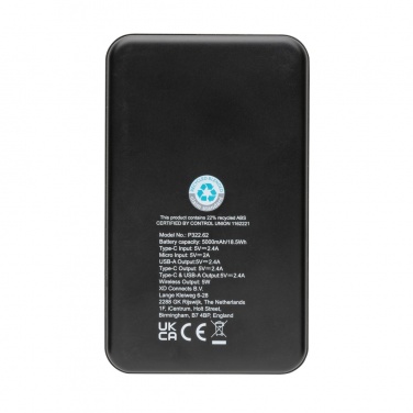 Logo trade business gifts image of: RCS recycled plastic 5.000 mAh 5W wireless powerbank