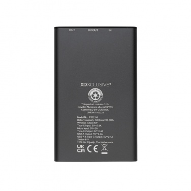 Logotrade promotional giveaways photo of: Terra RCS recycled aluminium 5000 mAh powerbank 5W wireless