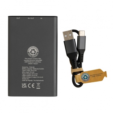 Logotrade promotional product image of: Terra RCS recycled aluminium powerbank 5.000 mAh