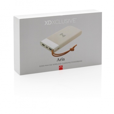 Logo trade corporate gifts picture of: Aria 8.000 mAh 5W wireless charging powerbank