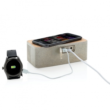 Logo trade corporate gifts image of: Wheatstraw wireless charging speaker