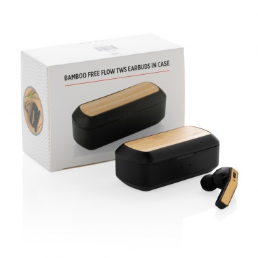 Logotrade corporate gift image of: Bamboo Free Flow TWS earbuds in case