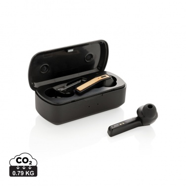 Logo trade promotional items image of: Bamboo Free Flow TWS earbuds in case