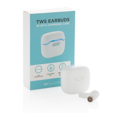 Logo trade promotional giveaways image of: TWS earbuds in UV-C sterilising charging case