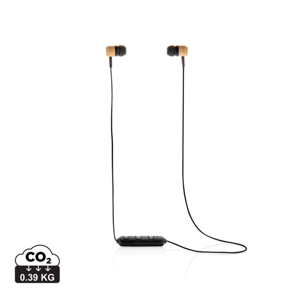 Logo trade promotional item photo of: Bamboo wireless earbuds