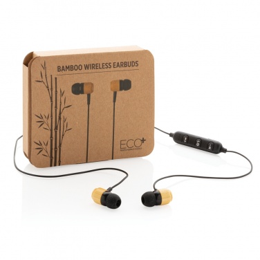 Logotrade promotional merchandise photo of: Bamboo wireless earbuds