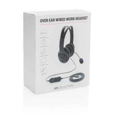 Logo trade promotional gifts picture of: Over ear wired work headset