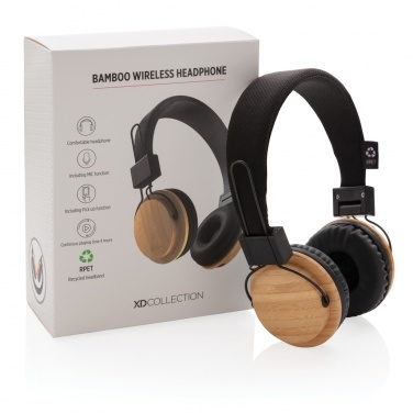 Logotrade promotional giveaway image of: Bamboo wireless headphone