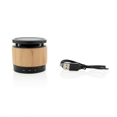 Logotrade corporate gift image of: Bamboo wireless charger speaker