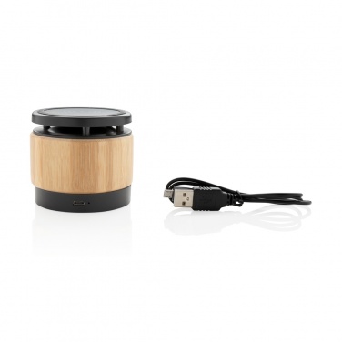 Logo trade promotional items picture of: Bamboo wireless charger speaker