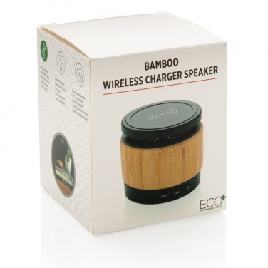 Logotrade promotional merchandise image of: Bamboo wireless charger speaker