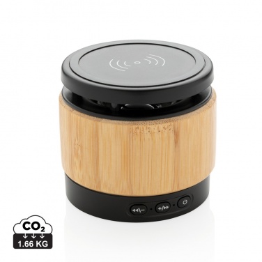 Logotrade promotional gift picture of: Bamboo wireless charger speaker