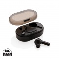 Light up logo TWS earbuds in charging case, black