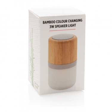 Logo trade promotional products image of: Bamboo colour changing 3W speaker light